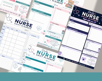 Nurse Planner Printable Bundle | 8 Shift, Weekly, Monthly and Med Pass Sheets