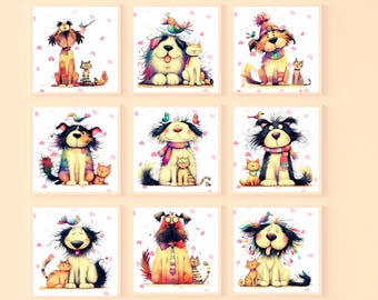 Quirky Dog Print Set: Funny Nursery Wall Art (Digital Download)
