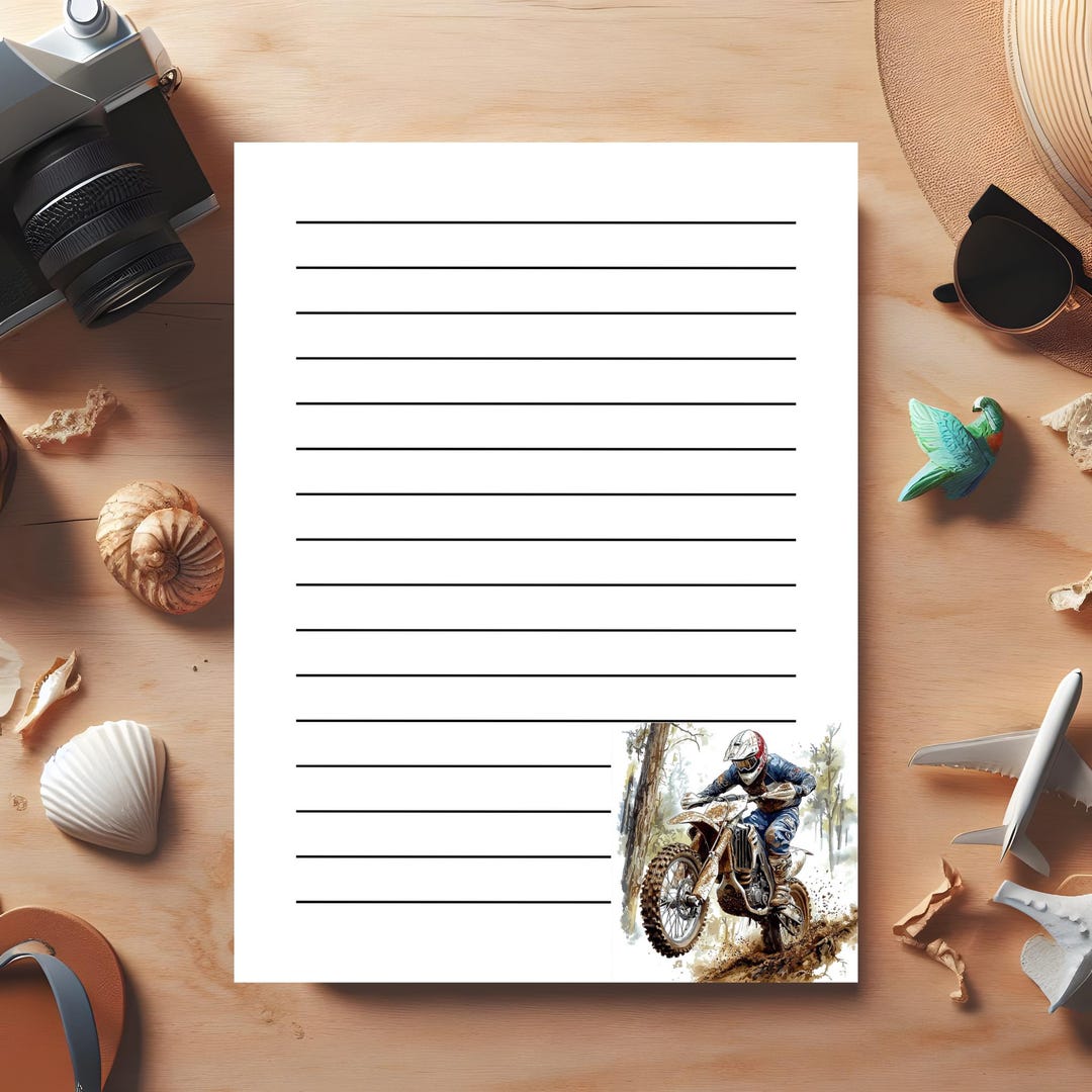 Dirt Bike Printable Writing Pages, Racing Theme Notebook Paper, Boys ...