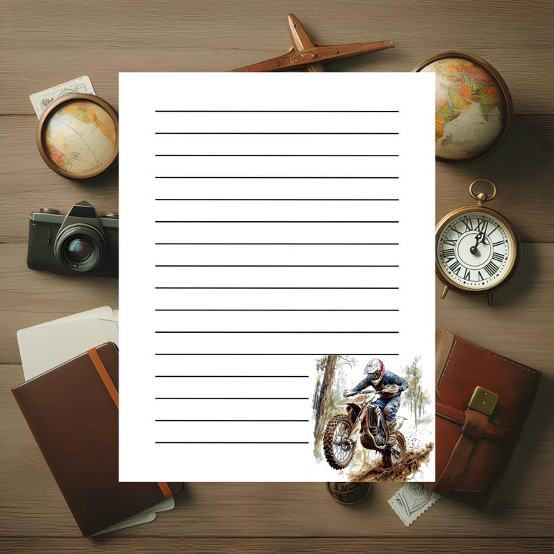 Dirt Bike Printable Writing Pages, Racing Theme Notebook Paper, Boys ...