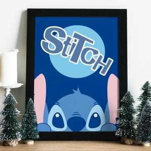 Stitch Inspired Kids wall Art, Lilo and Stitch Bedroom Print, Playroom Nursery Wall Art, Stitch Movie Wall Poster