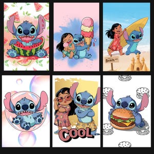 Lilo and Stitch Art Prints: Kids Room Decor, Set of 6 (Digital Download)
