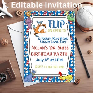 Dr. Seuss Birthday Invitation: Editable Party Template (Digital Download)