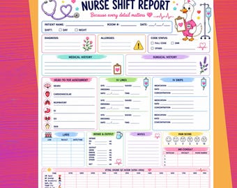 Nurse Shift Report Template | Printable Patient Handoff and SBAR Brain Sheet