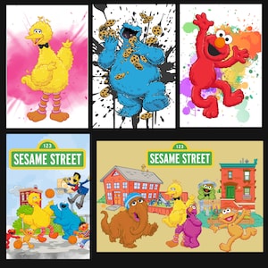 Sesame Street Friends Art Prints: Elmo, Big Bird, Cookie Monster (Digital Download)