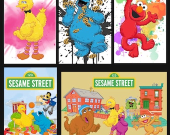 Sesame Street Friends Art Prints: Elmo, Big Bird, Cookie Monster (Digital Download)
