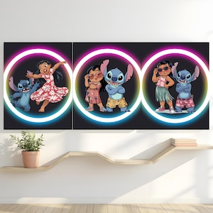 Lilo and Stitch Set of Three Art Prints, Lilo and Stitch Digital Art, Lilo and Stitch Kids Wall Decor, Stitch Inspired Wall Posters