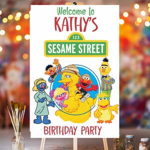 Sesame Street Birthday Sign: Customizable Party Decor (Digital Download, 24x36 inch PDF Template)