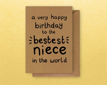 Best Niece Birthday Card | Birthday card for niece | plastic free card