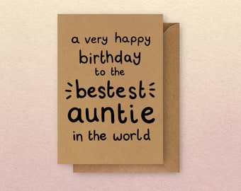 Best Auntie Birthday Card | Birthday card for aunt | plastic free card