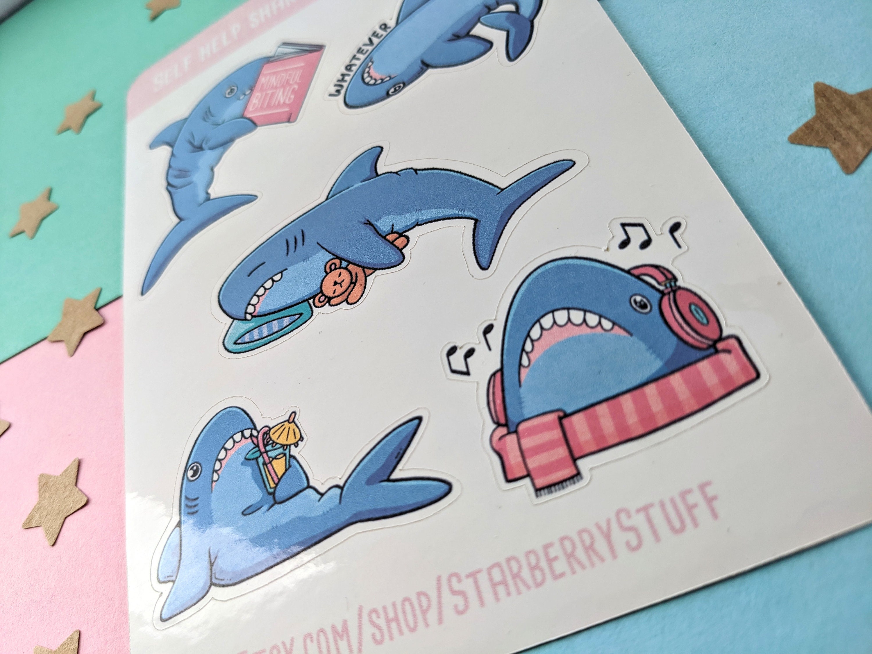 Cute Sharks Sticker Sheet Blahaj Style Stickers Blahaj Shark Etsy