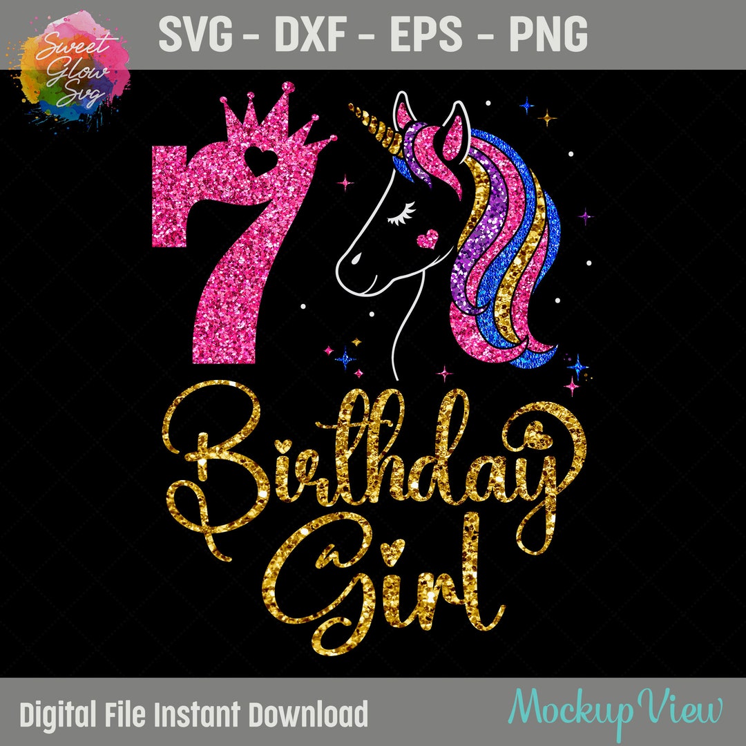 Unicorn 7th Birthday Girl Svg Seventh Birthday Baby Girl - Etsy