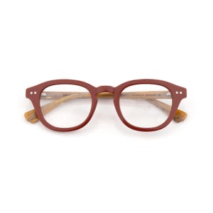 Red Square Eyeglasses, Chunky Acetate Frames, Handmade Italian Optical Glasses, Retro Keyhole Bridge, Bold Hipster Reading Glasses