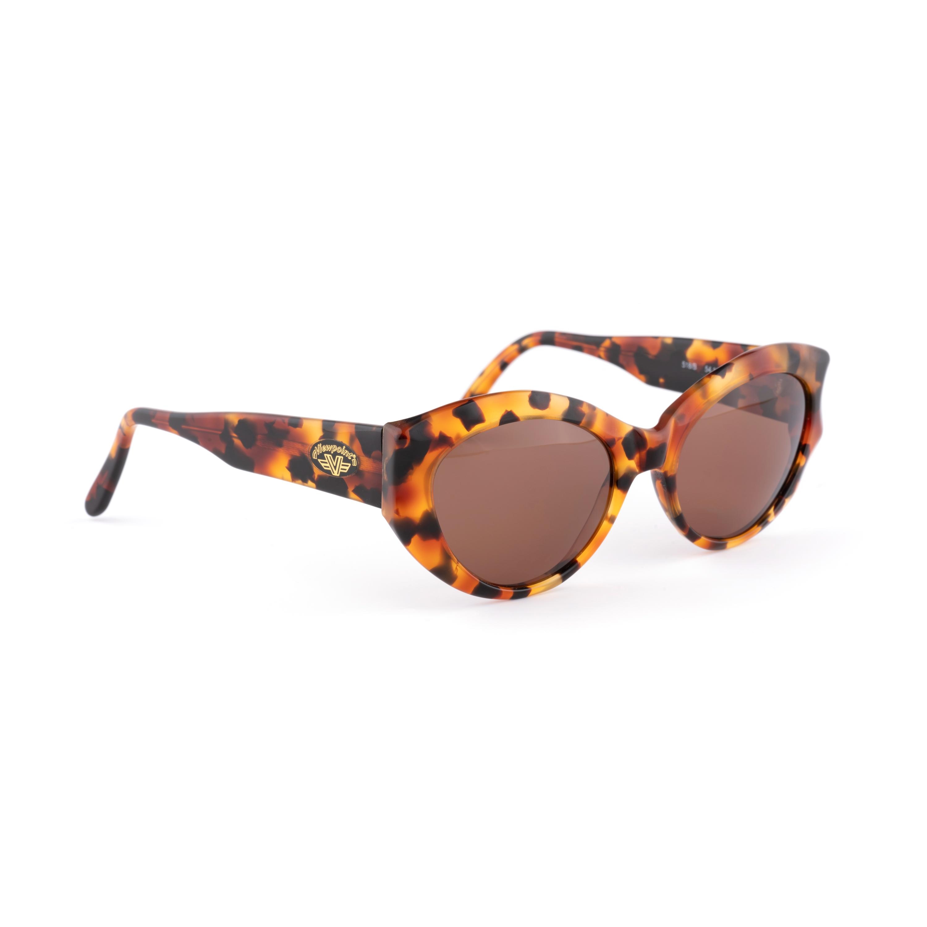 Tortoise Cat Eye Sunglasses, Chunky Acetate Frame, View Point 90s