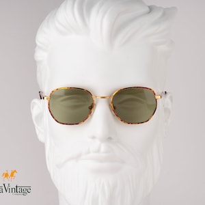 Vintage Gold Frames - 90s Italian Riders 1024 Tortoiseshell Small Square Sunglasses Gift for Women and Mens - New Old Stock
