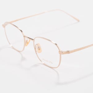 Titanium Eyeglasses Acoustic Line AL 055 GP - 2000s Japanese Square Gold Frames Gift for Women and Mens - New Old Stock