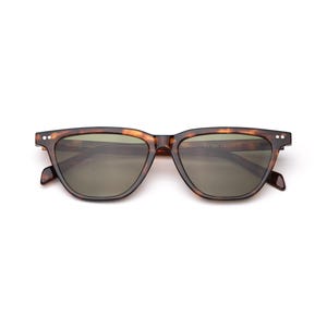 Sonnenbrille im Tortoise Wayfarer-Stil, grüne entspiegelte Linse, VLux Club Handcrafted, Standard Fit 140 mm, klassisches Acetat Bild 11