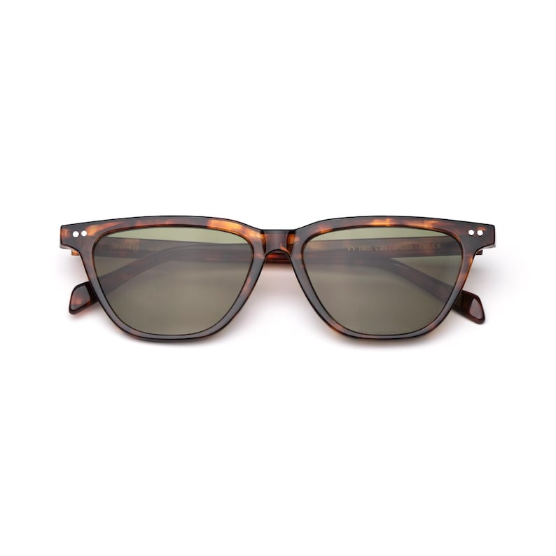 Sonnenbrille im Tortoise Wayfarer-Stil, grüne entspiegelte Linse, VLux Club Handcrafted, Standard Fit 140 mm, klassisches Acetat Bild 11