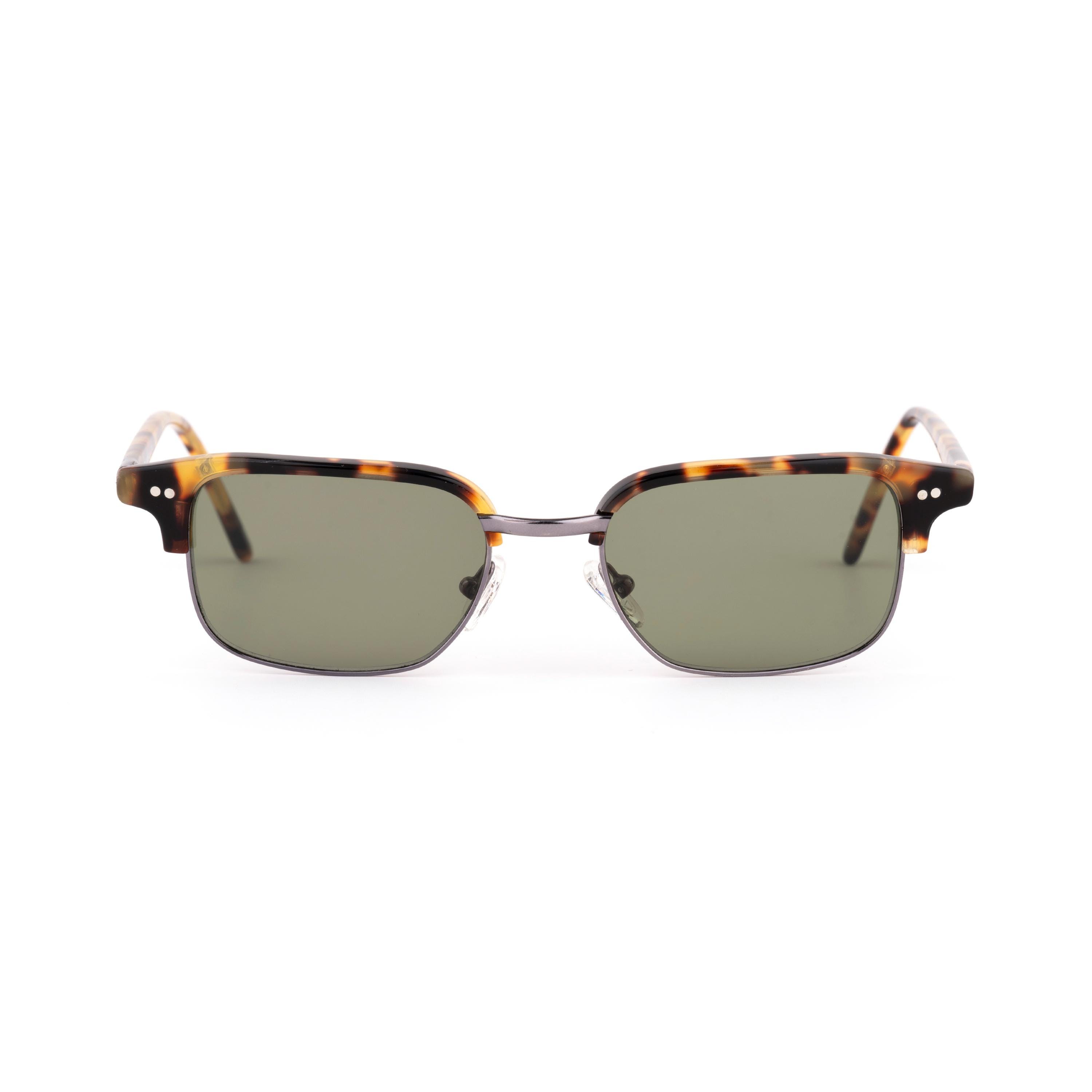 Tortoise Clubmaster Sunglasses, Green Lens, Robert La Roche 