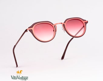 Montures doubles verres roses - Cadeau de lunettes de soleil rondes rétro Vita vintage 1000 C4 pour homme et femme - Artisanat