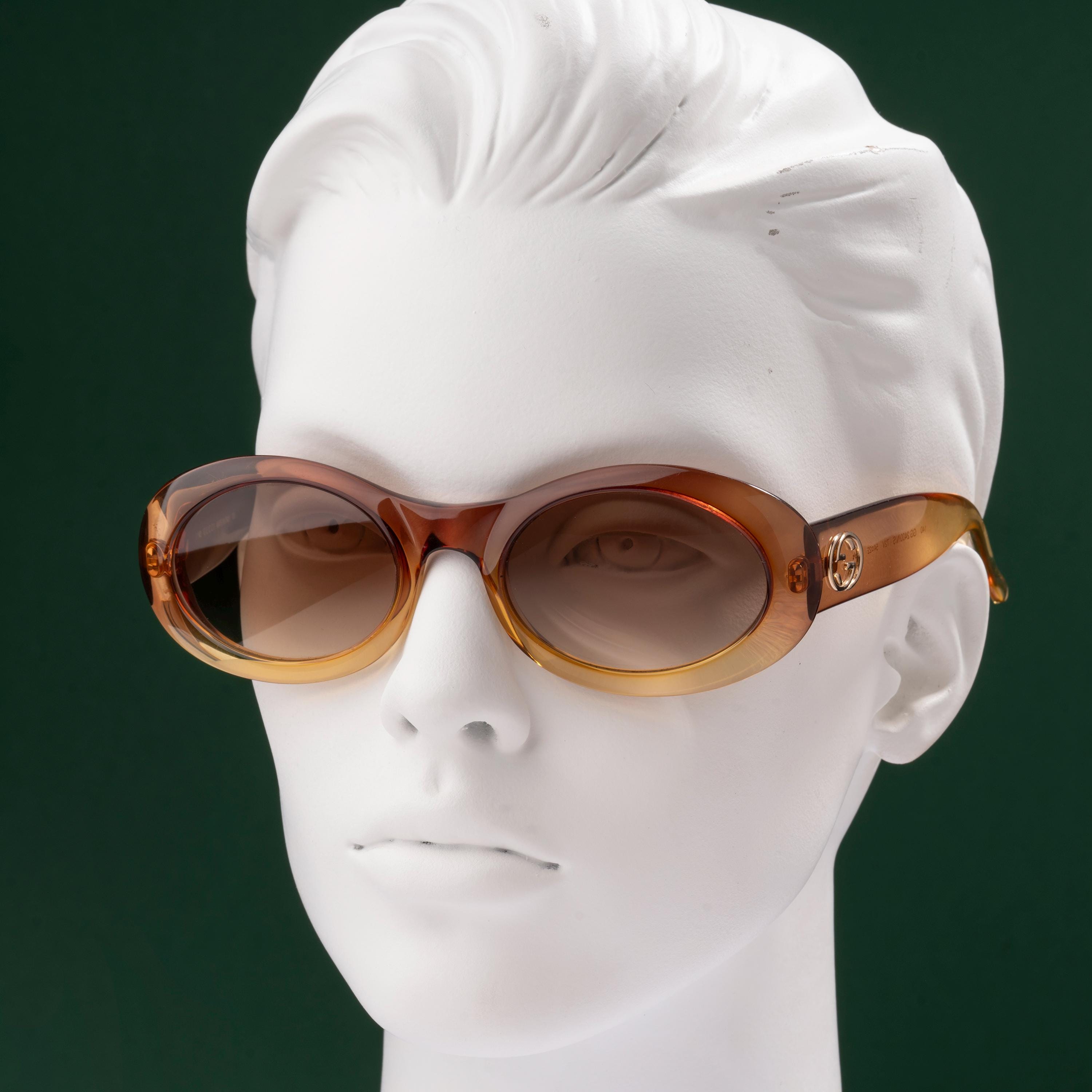 Gucci Amber Brown Oversized Oval Sunglasses Gucci GG 2400 1990 main image 3