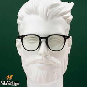 Blue Light Blocking Lenses - Vita Vintage 1001 Frames - Black Square Eyeglasses Gift for Women and Mens - Handcraft