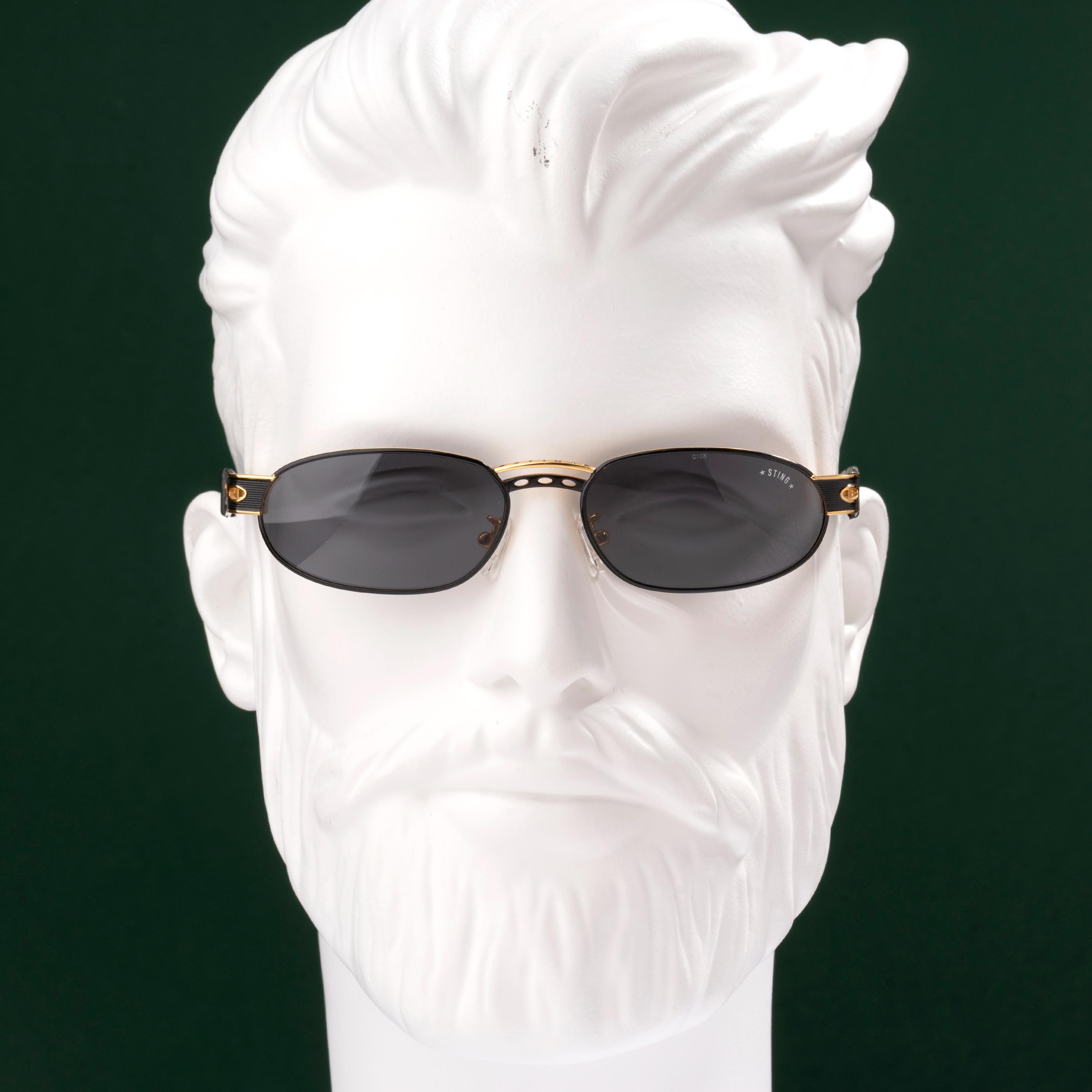 Sting Vintage 90s Sunglasses | Black Gold Matrix Cyberpunk Frame