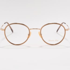 Acoustic Line Titanium Eyeglasses: 2000s Japanese Gold Round Frames