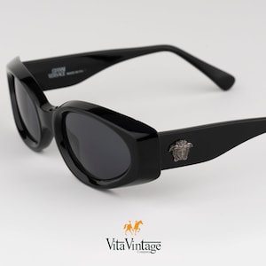 Gianni Versace 494 Sunglasses: 90s Black Cat Eye Frames, New Old Stock