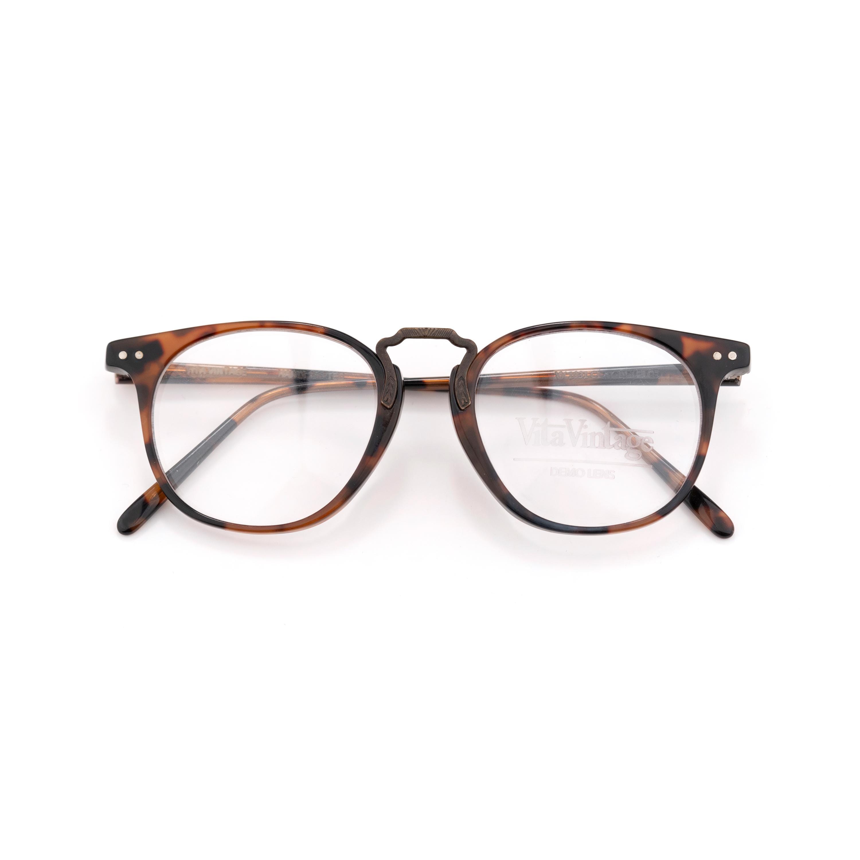 Tortoise Panto Eyeglasses, Metal Bridge, Handmade Italy Vlux  display picture 3