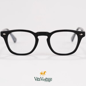 Black Square Eyeglasses - Handmade Vita Vintage 1039 C1 Italian Retro Frames Gift for Women and Mens - New Old Stock