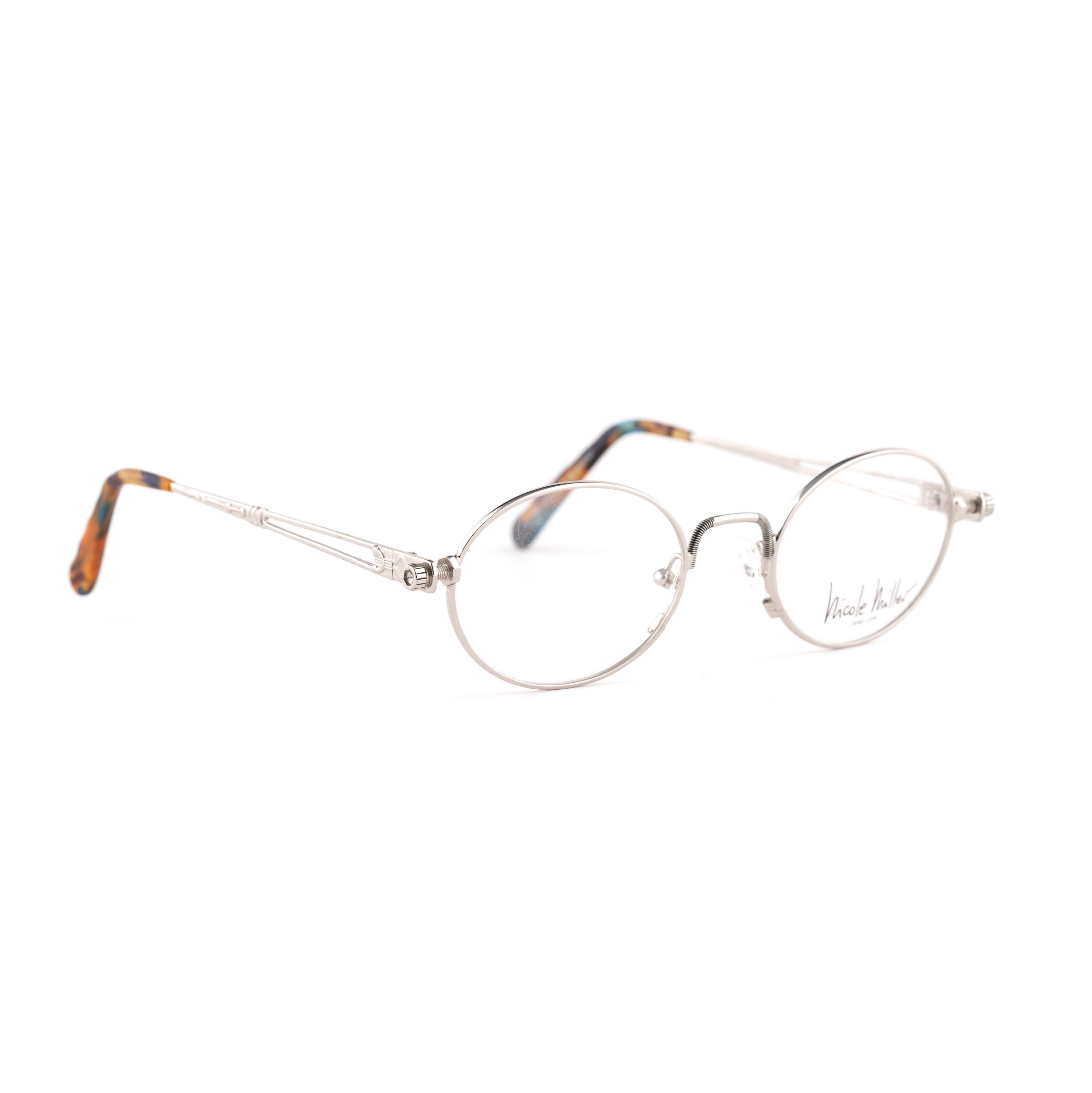Steampunk Silver Eyeglasses, Mad Scientist Oval Frame, Vintage