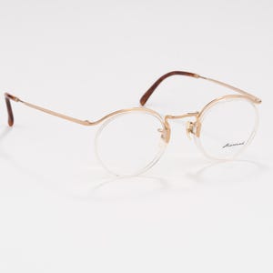 Menrad 1948 Gold and Transparent Small Round Eyeglasses, 90s Vintage Frames Gift for Women and Mens - New Old Stock
