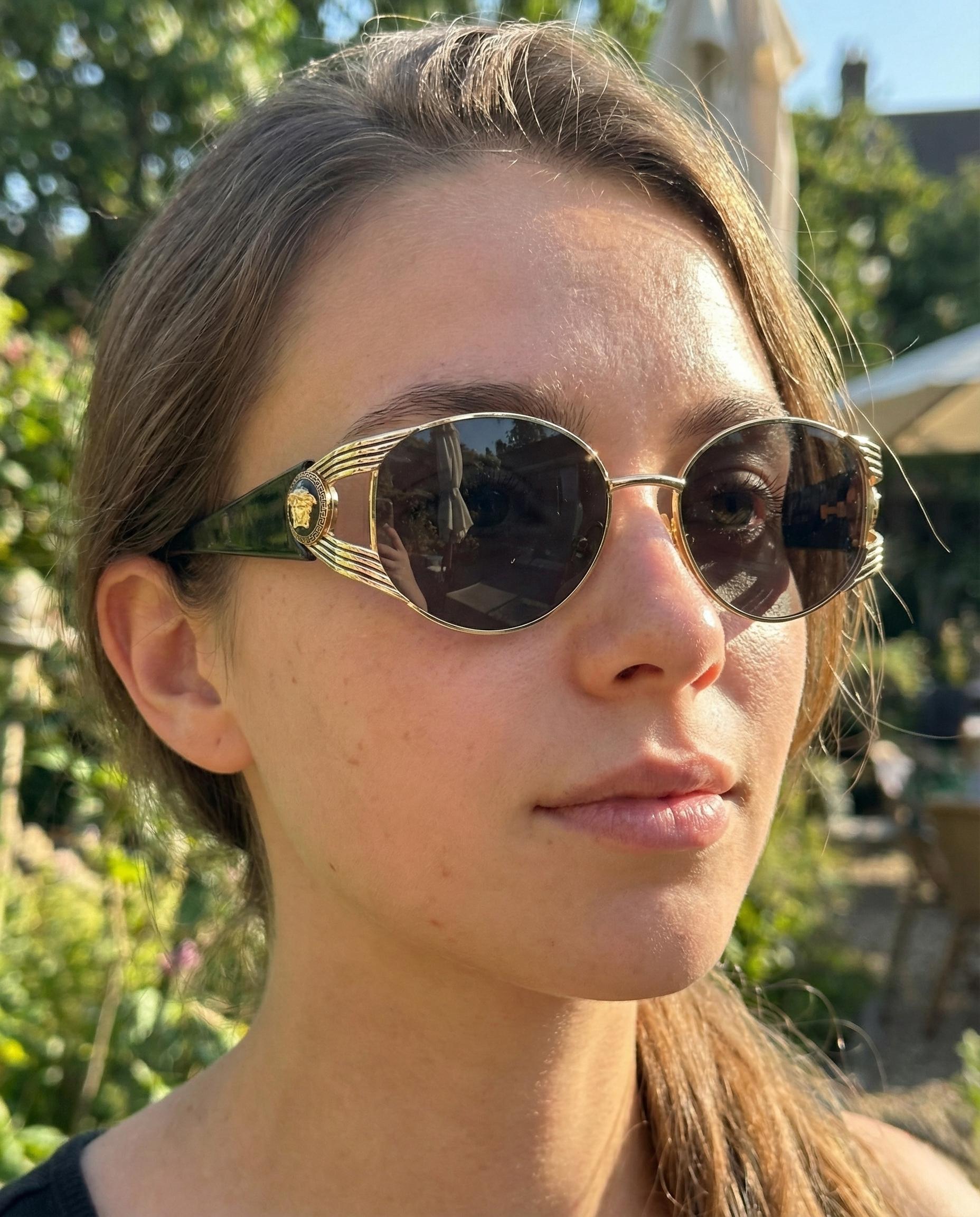 Gianni Versace S64 Iconic Sunglasses, Gold Medusa Medallion, 90s