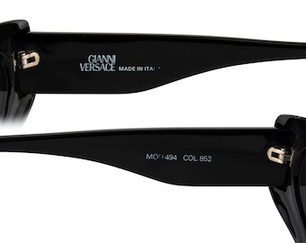 Gianni Versace 90s Sunglasses, Black Cat Eye Frame, Wide Fit 145mm