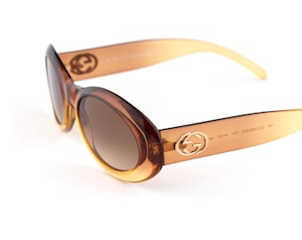 Gucci GG 1614/S Vintage 1990s Oval Sunglasses • Black Gold