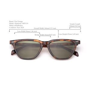 Sonnenbrille im Tortoise Wayfarer-Stil, grüne entspiegelte Linse, VLux Club Handcrafted, Standard Fit 140 mm, klassisches Acetat Bild 2