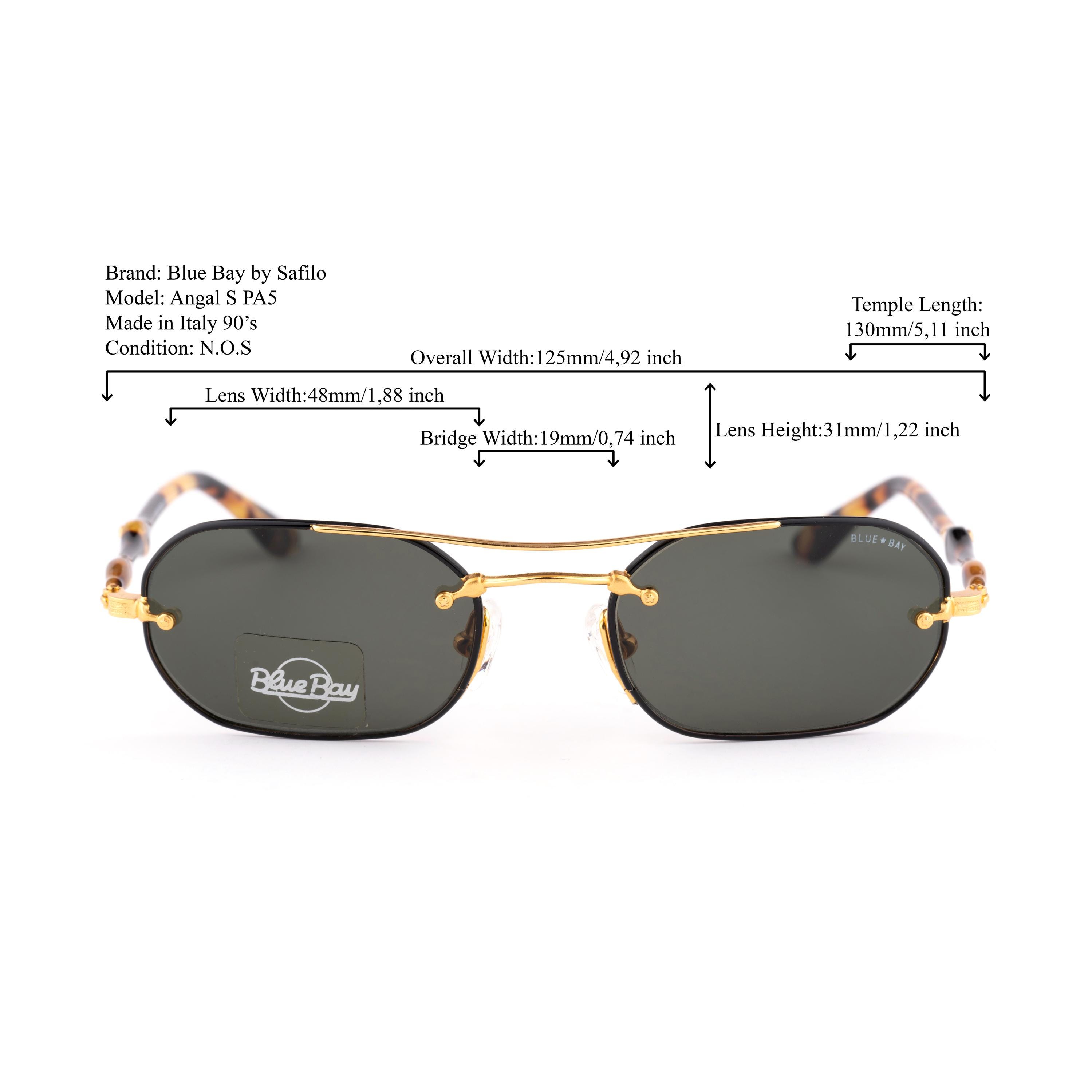 Blue Bay Safilo Vintage Sunglasses, 90s Italian Gold 