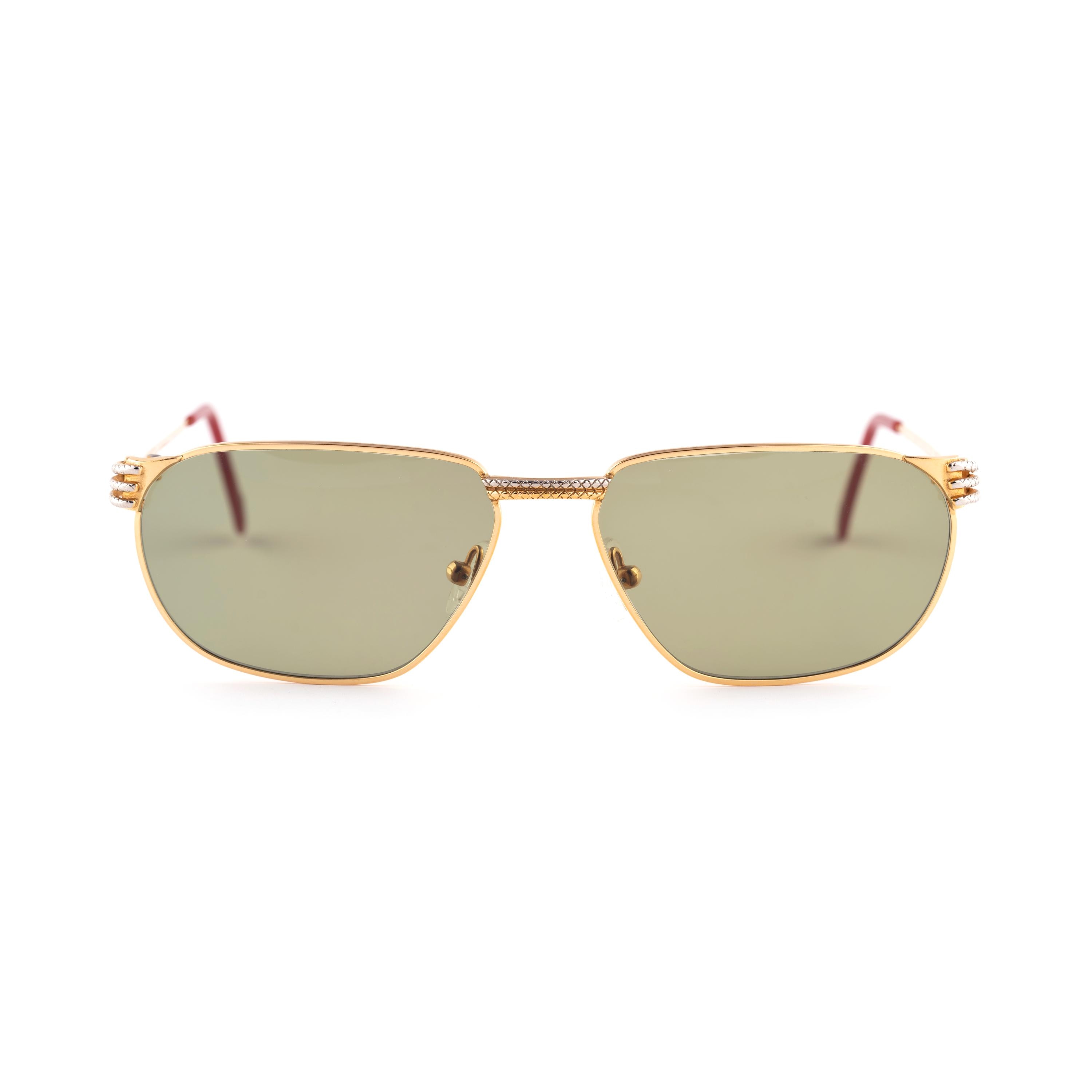 Vintage 23K Gold Plated Sunglasses, Square Navigator Aviator, 80s