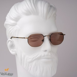 Lacoste 749 Hexagon Sunglasses - 90s Antique Gold Vintage Frames Gift for Mens - NOS