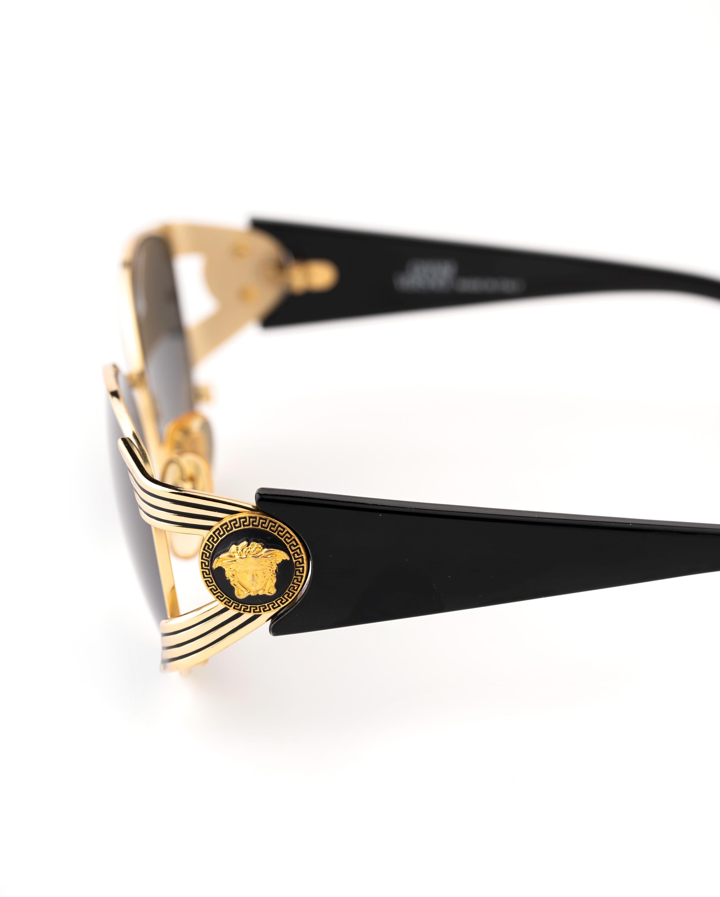 Gianni Versace S64 Iconic Sunglasses, Gold Medusa Medallion, 90s