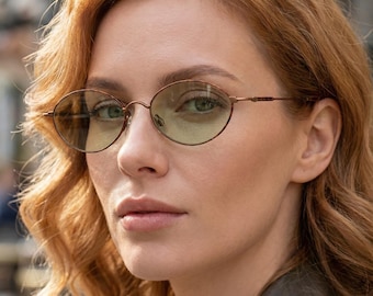 Gafas de sol ovaladas, lentes verde claro, Rodenstock R4120 Vintage 90s, ajuste ancho 144 mm, montura carey cobre NOS