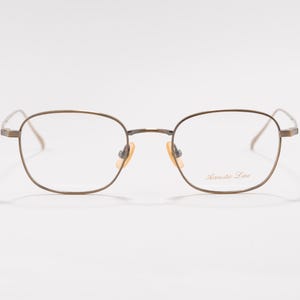 Titanium Eyeglasses Acoustic Line AL 055 ATG - 2000s Japanese Square Antique Gold Frames Gift for Women and Mens - New Old Stock