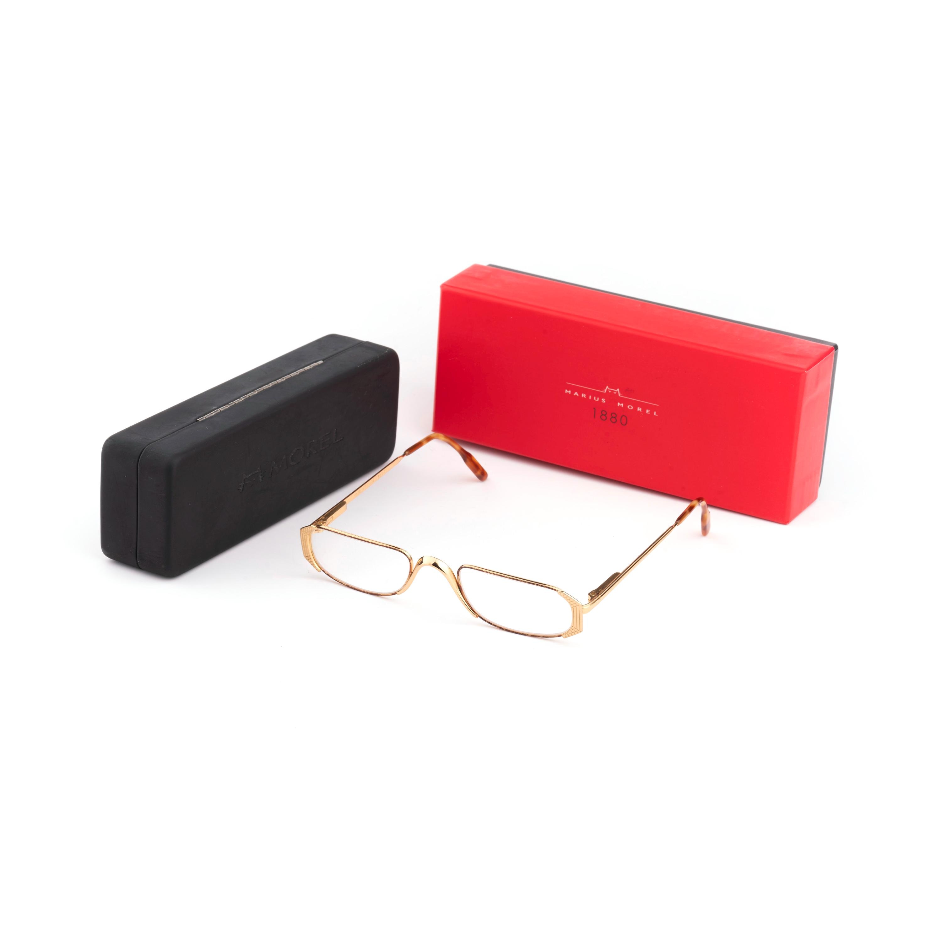 Gold Rectangle Eyeglasses, Marius Morel 90s Vintage France, Petite