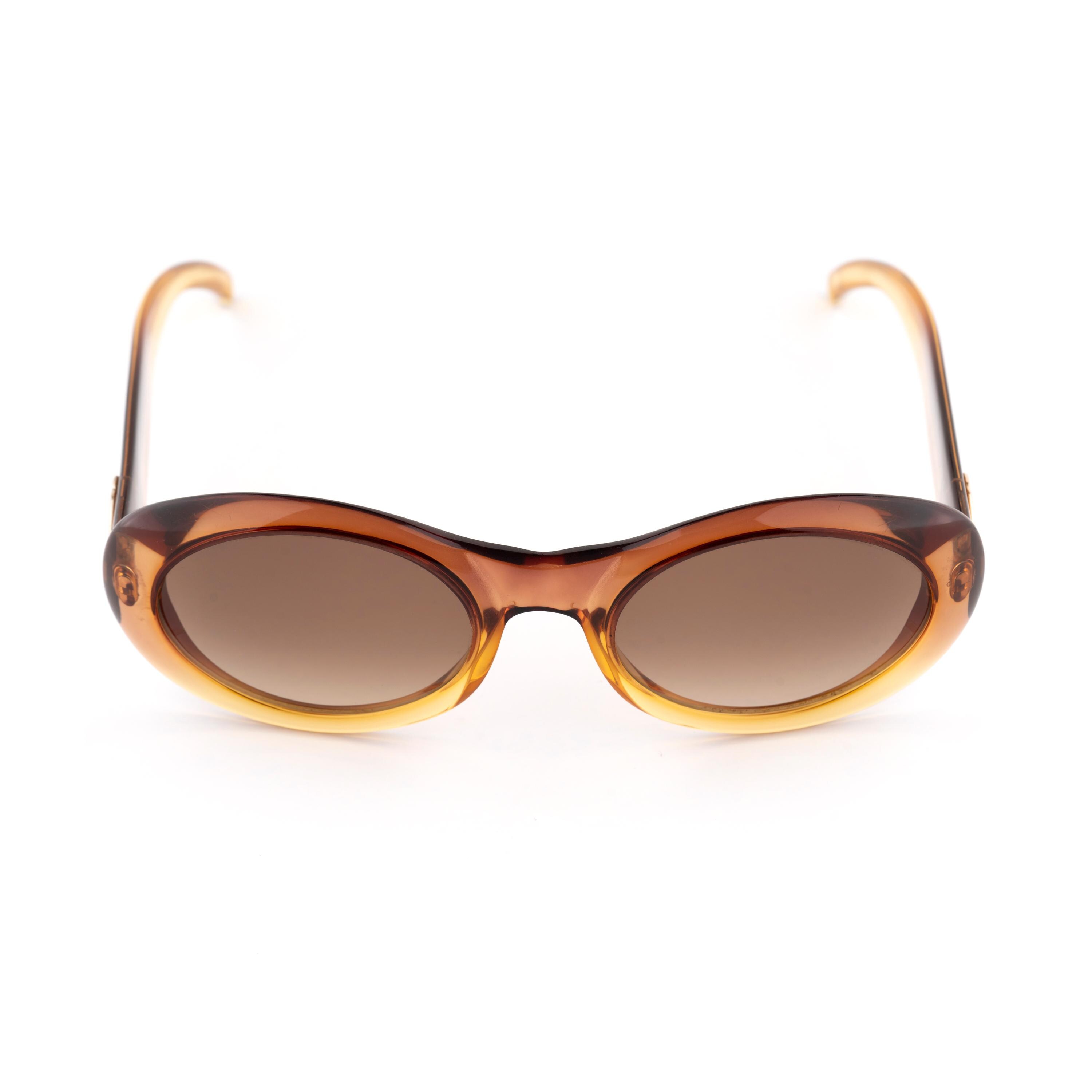 Gucci Oval Sunglasses, Vintage 90s Chunky Amber Frame, Wide Fit