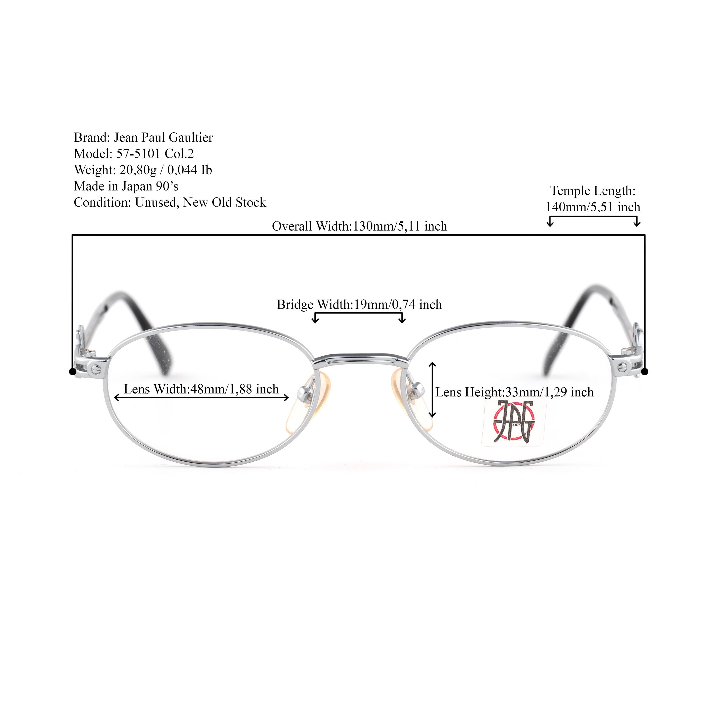 Matte Silver Oval Eyeglasses, Jean Paul Gaultier 57-5101 Vintage