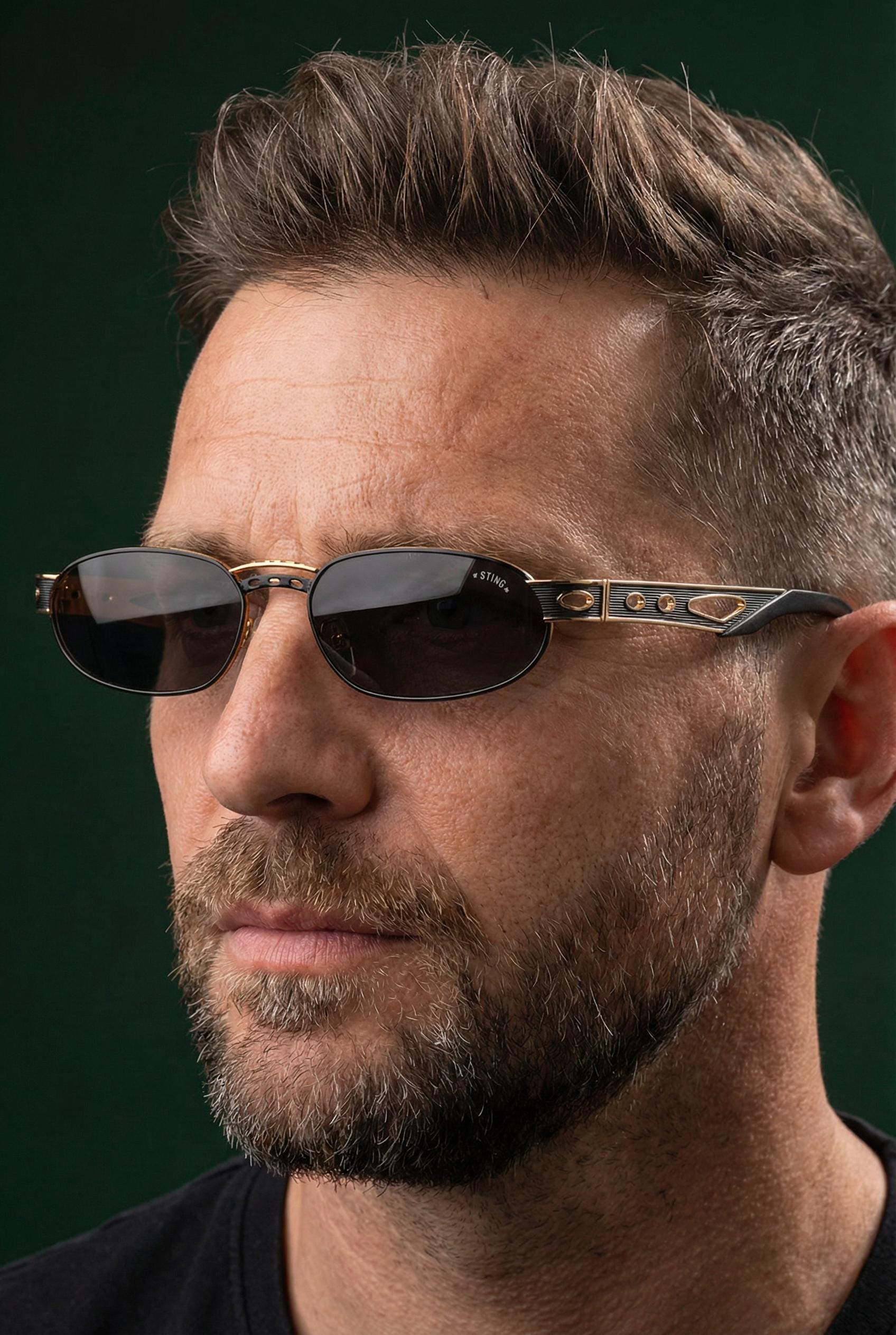 Sting Vintage 90s Sunglasses | Black Gold Matrix Cyberpunk Frame