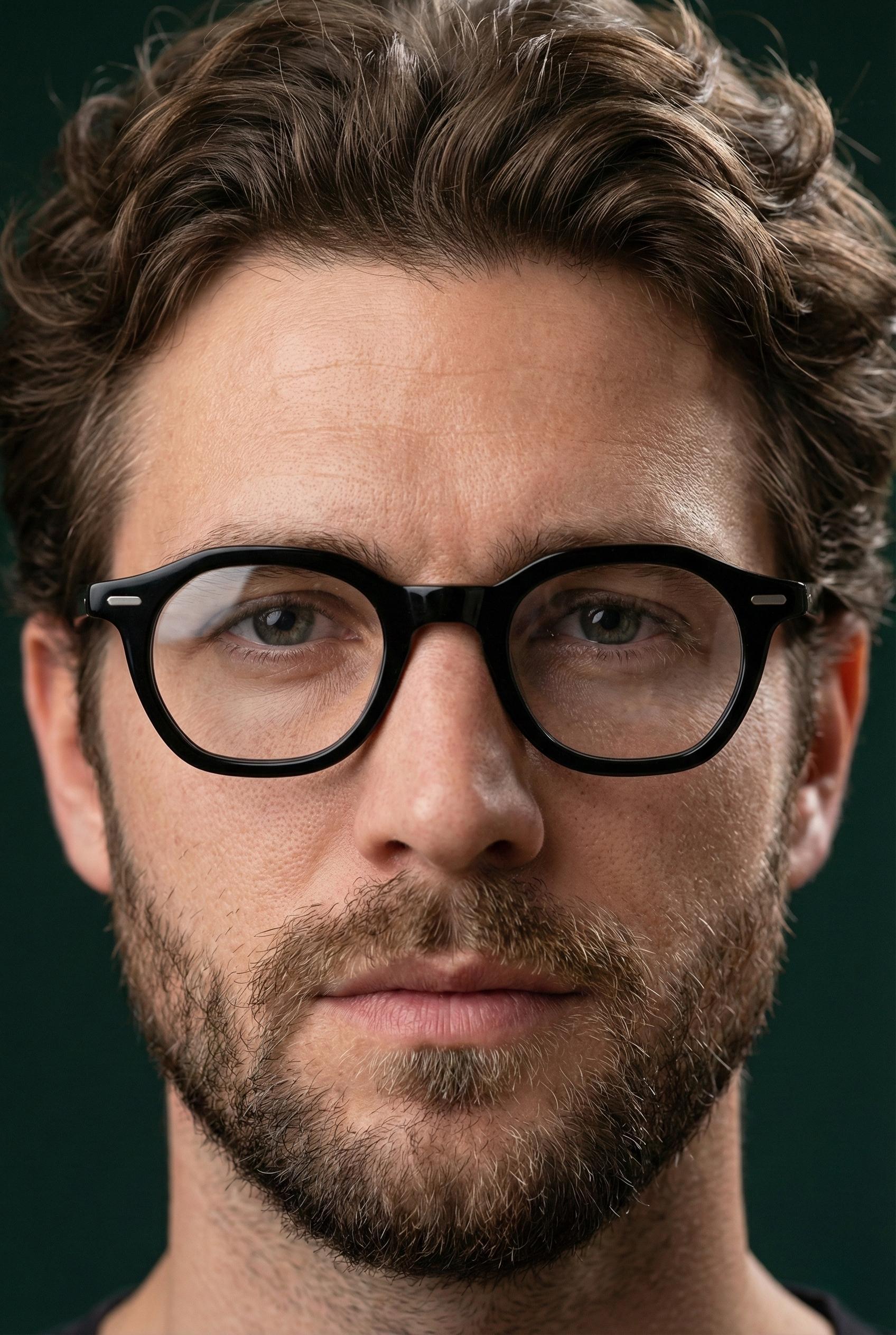 Le Corbusier Style Glasses, Bold Black Round Frames, Architect 