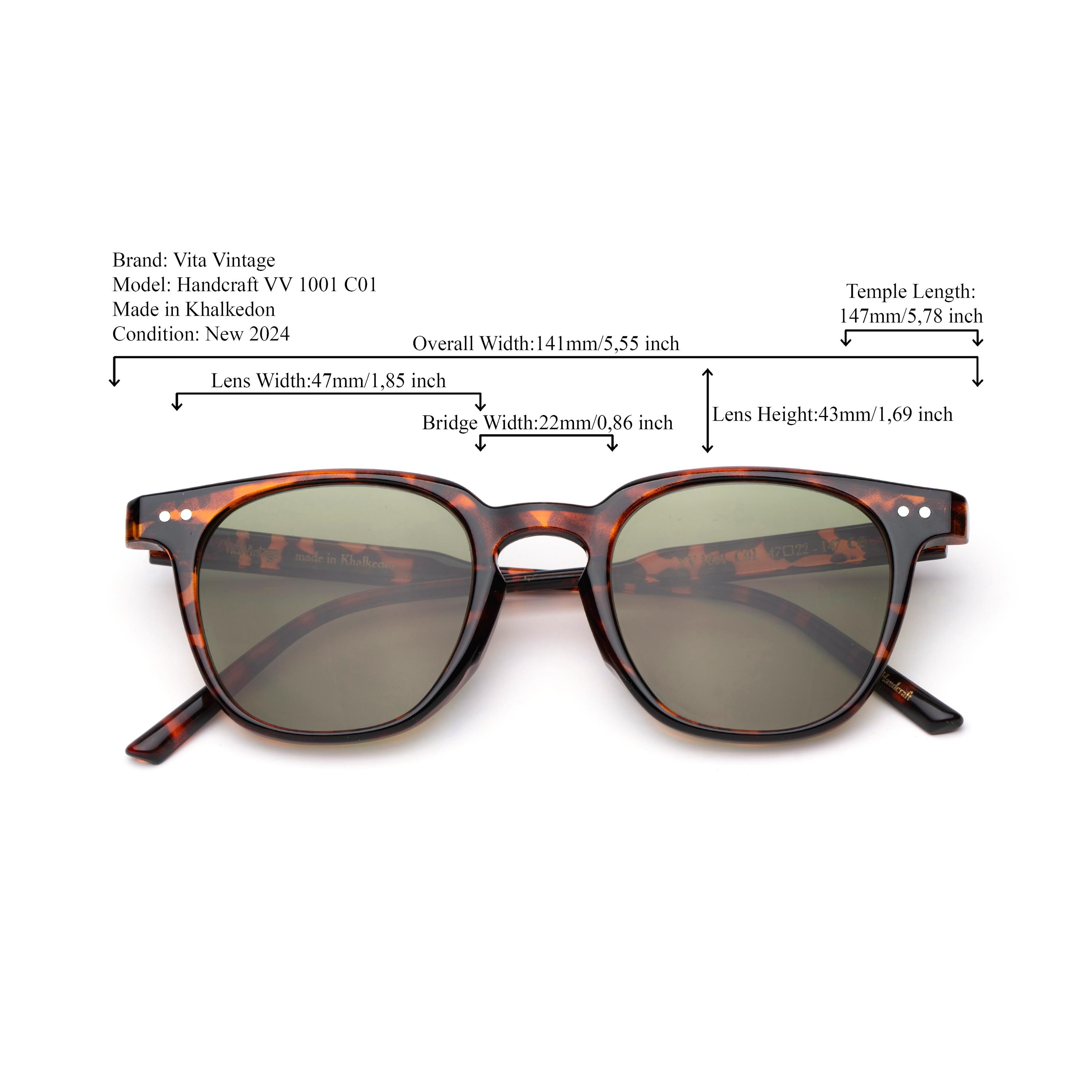 Tortoise Square Sunglasses, Green Anti-reflective Lens, Vlux Club