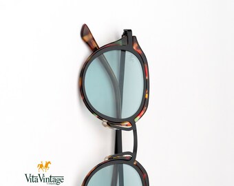 Vita Vintage VV 1000 Brille, Regenbogen runden Rahmen blaue Gläser Männer & Frauen Sonnenbrille, Geschenk für sie, Geschenk für ihn, Handarbeit